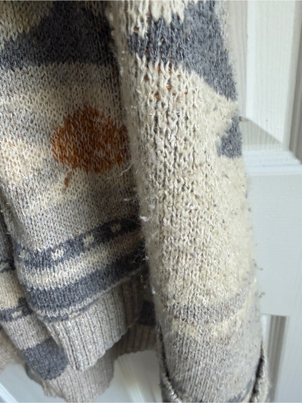 Lucky Brand Beige Aztec Shawl Collar Cardigan with Gray & Rust Accents - Picture 4 of 6